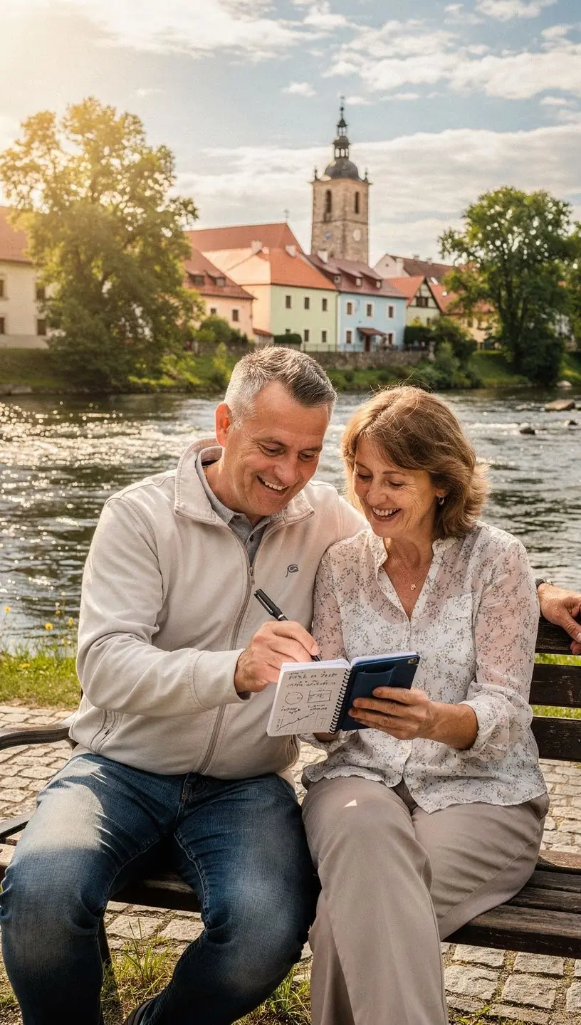 Obrázek notebooku s otevřeným dokumentem o finančním plánování.